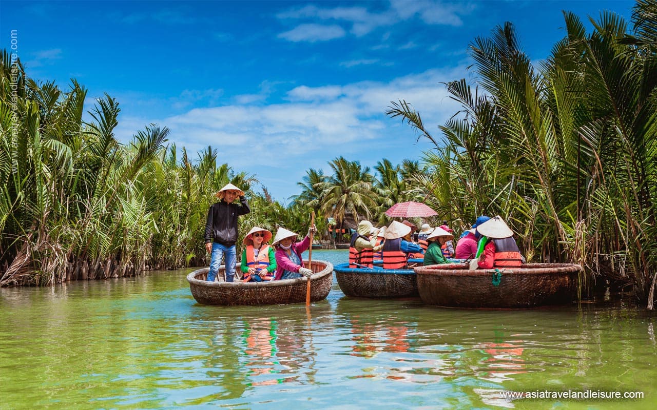 BAY MAU COCONUT FOREST IN HOI AN - JUNGLE ECO TOUR (BAMBO BASKET BOAT) Group tour <14 pax Pickup from Danang