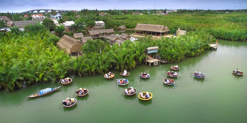 BAY MAU COCONUT FOREST IN HOI AN - JUNGLE ECO TOUR (BAMBO BASKET BOAT) Group tour <14 pax Pickup from Danang