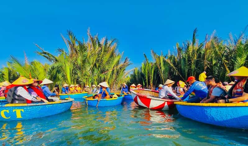 COCONUT FOREST (BAMBO BASKET BOAT) – HOIAN - BOAT RIDE – DROP FLOWER LANTERN Group tour <14 pax, Pickup from Danang